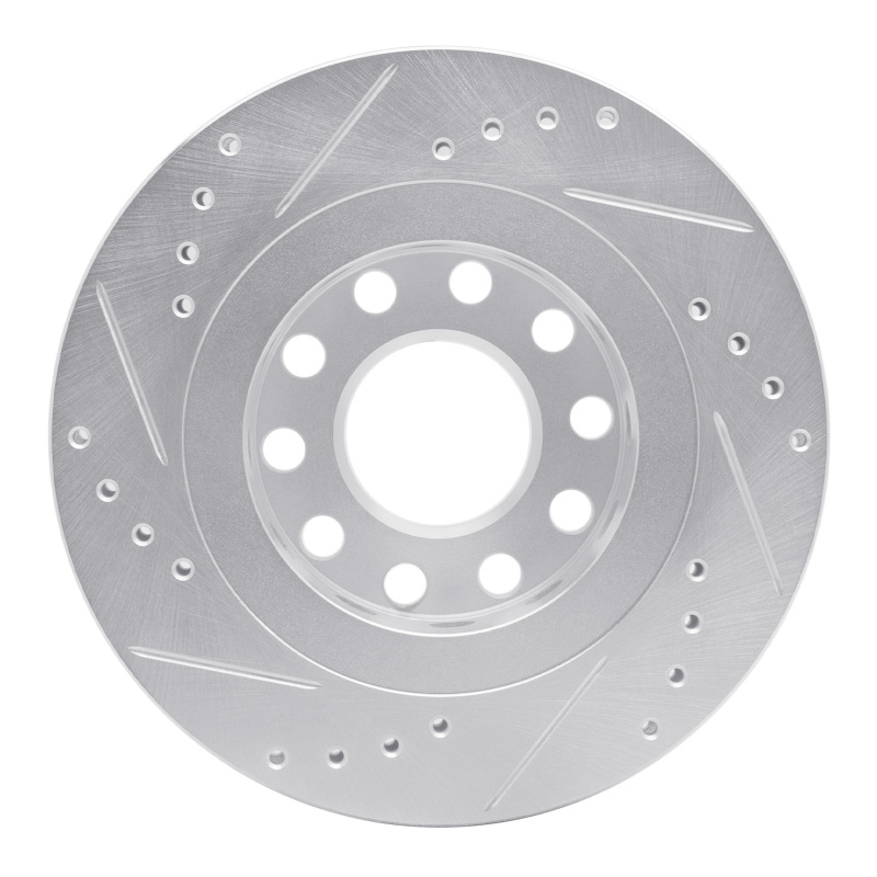 Audi Allroad Brake Rotor (1) - Rear Right - R1 Concepts - Drilled & Slotted - Silver - `04-`05